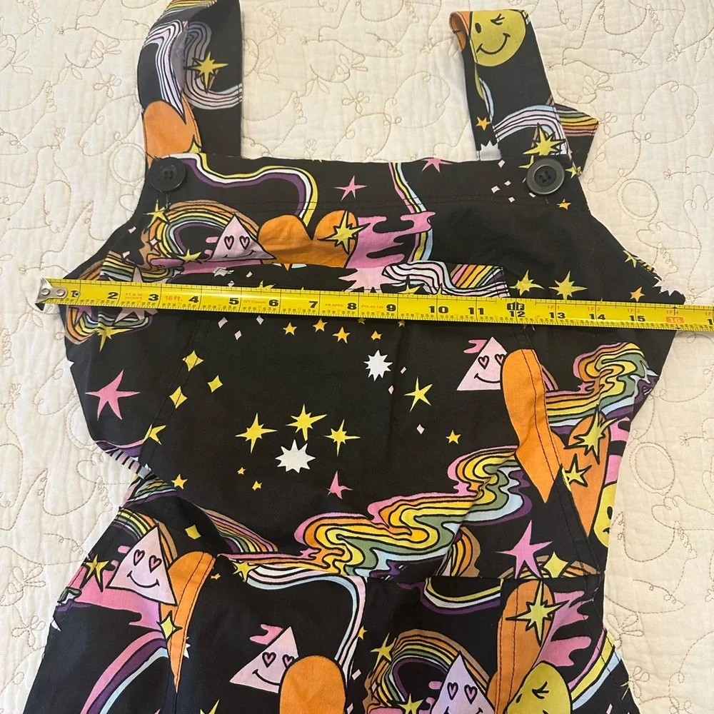 Nooworks Better Days Psychedelic Black Patterned Overalls Jumpsuit